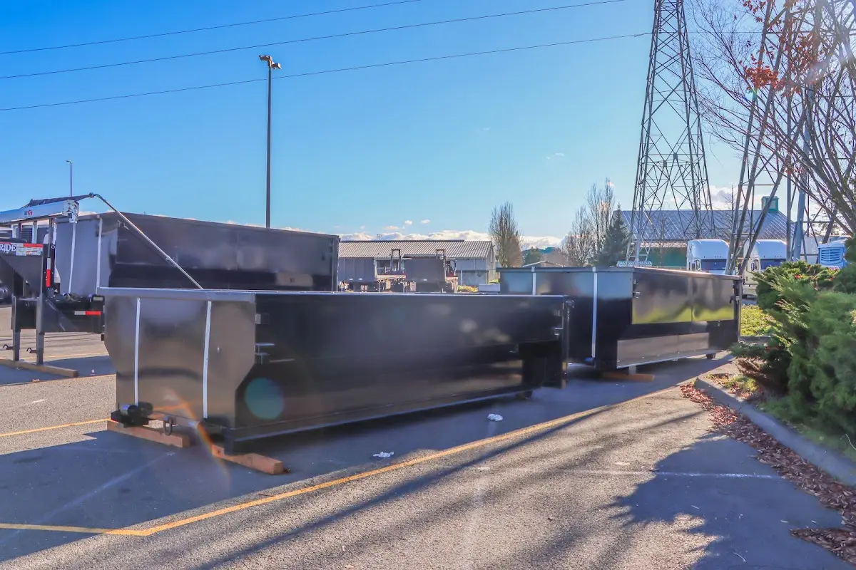 Roll-off dumpster ready for waste disposal at job site for Construction Dumpster Rental in Union Park
